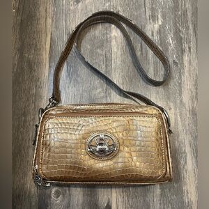 Kathy Van Zeeland Y2K Croc Embossed Crossbody Camera Bag Golden Interior Wallet